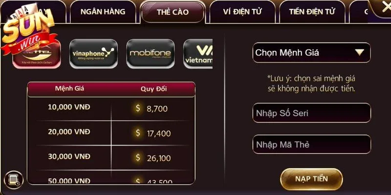 Hướng dẫn các bước nạp tiền nhanh chóng qua mã Code Pay