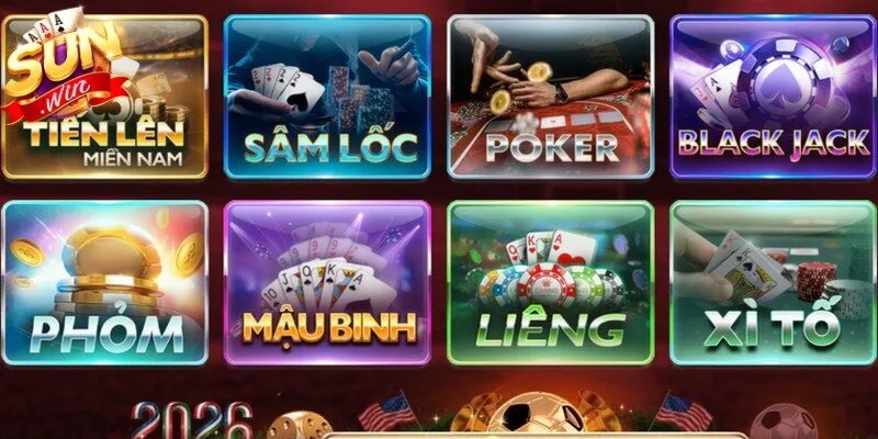 Sảnh bài đầy lôi cuốn, kịch tính bên trong hệ thống kho game Sunwin