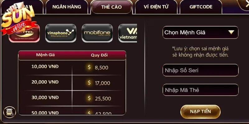 Sự tiện lợi và an toàn trong các phương thức thanh toán tại kho game Sunwin